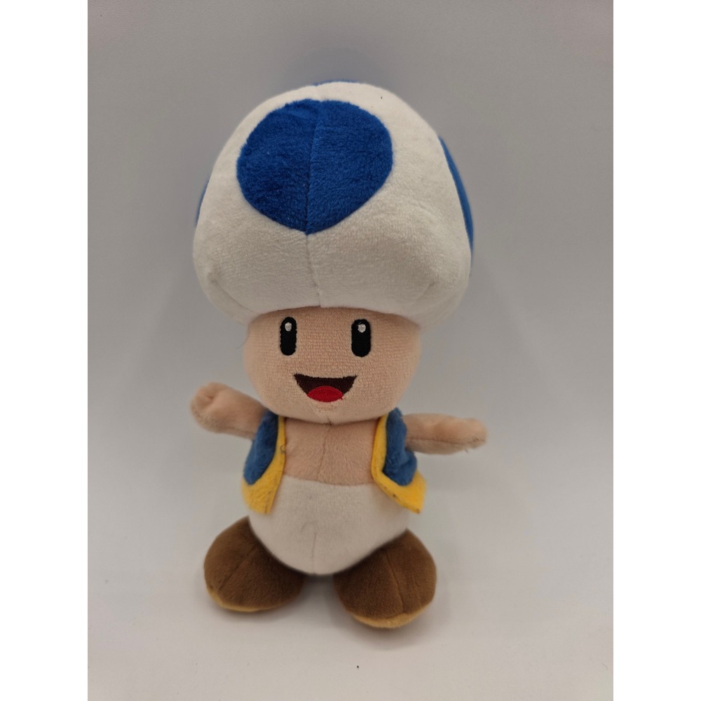 Nintendo Super Mario Blue Toad Plush Stuffed Animal Video Game Toy Collectible